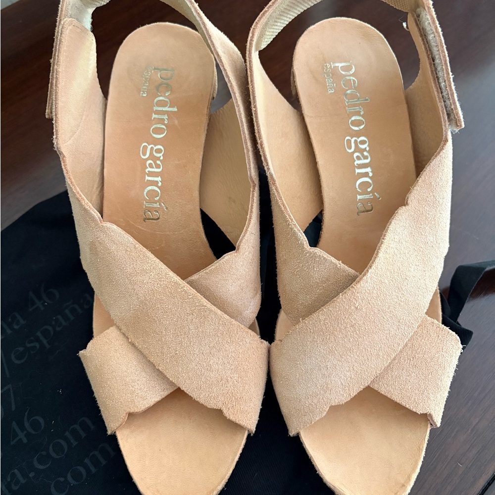 Pedro Garcia Beige Suede Women's Sandals